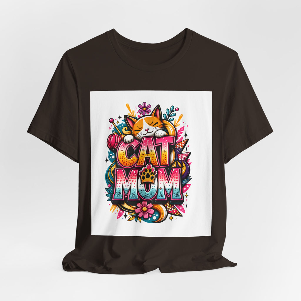 Cat Mom T-Shirt — Colorful Cute Cat Graphic Tee for Cat Lovers