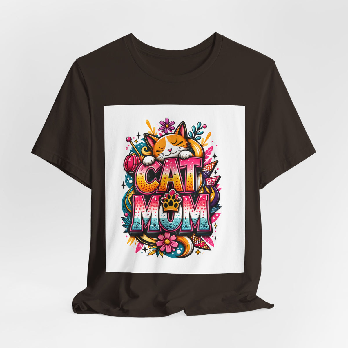 Cat Mom T-Shirt — Colorful Cute Cat Graphic Tee for Cat Lovers