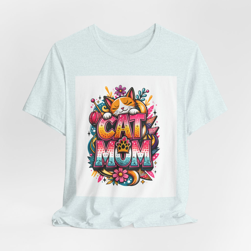 Cat Mom T-Shirt — Colorful Cute Cat Graphic Tee for Cat Lovers