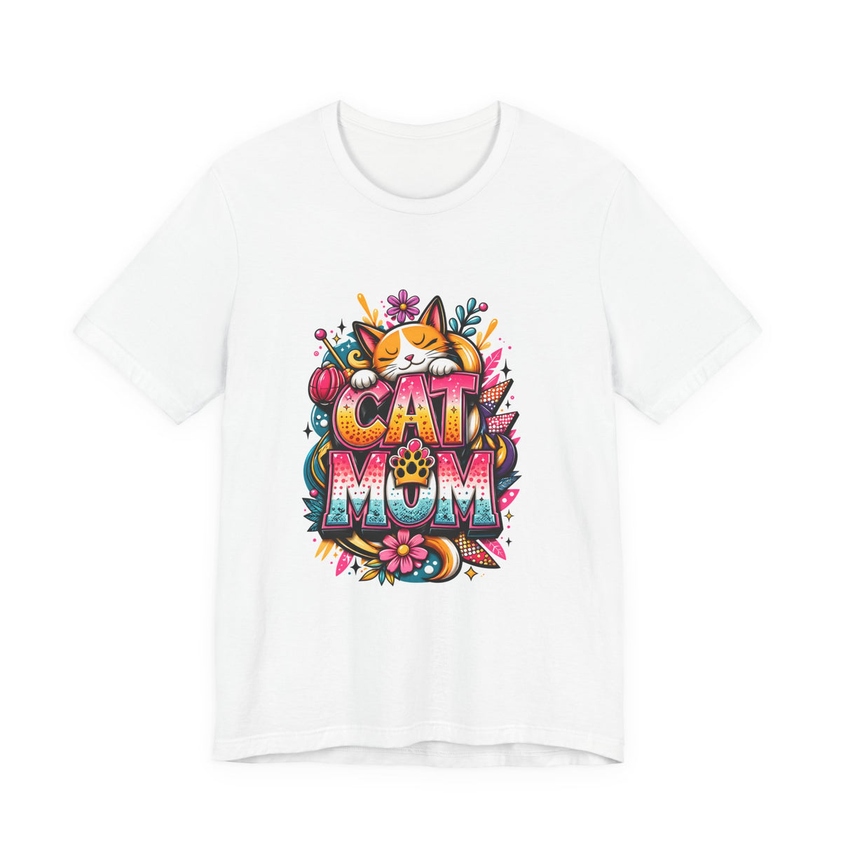 Cat Mom T-Shirt — Colorful Cute Cat Graphic Tee for Cat Lovers