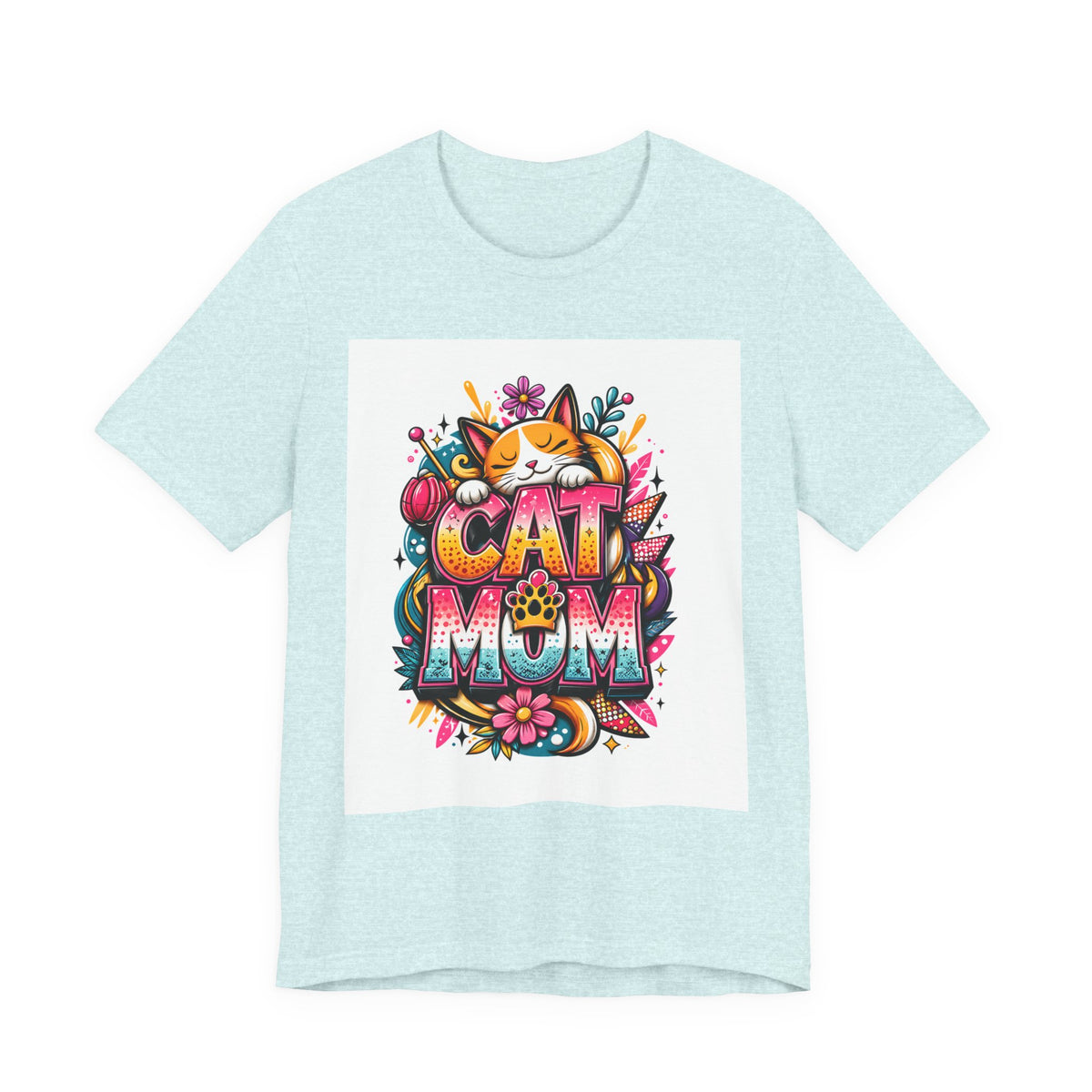 Cat Mom T-Shirt — Colorful Cute Cat Graphic Tee for Cat Lovers