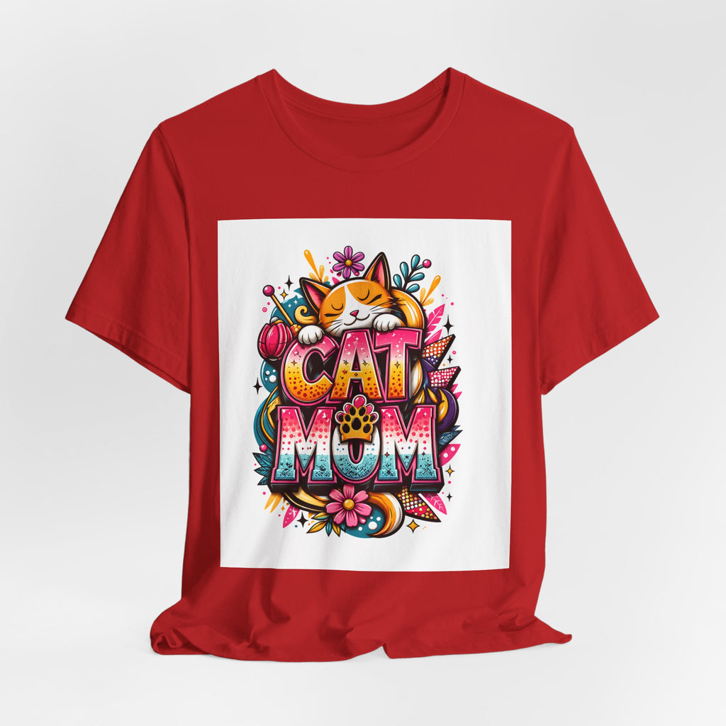 Cat Mom T-Shirt — Colorful Cute Cat Graphic Tee for Cat Lovers
