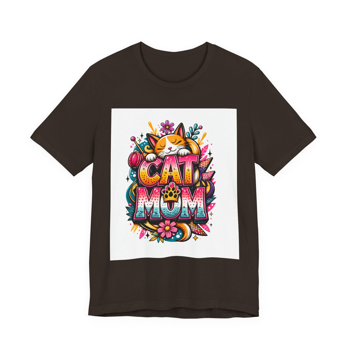 Cat Mom T-Shirt — Colorful Cute Cat Graphic Tee for Cat Lovers
