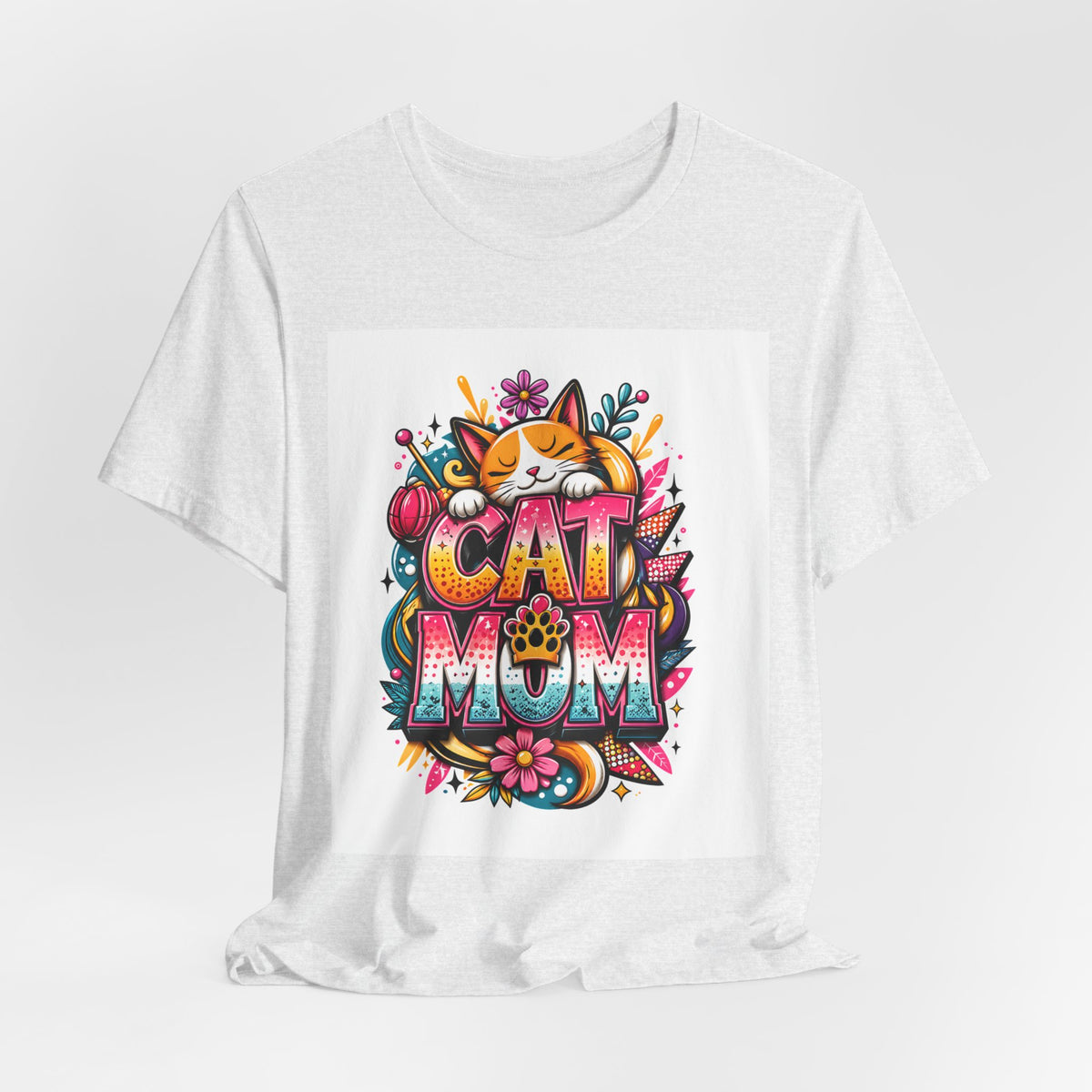 Cat Mom T-Shirt — Colorful Cute Cat Graphic Tee for Cat Lovers