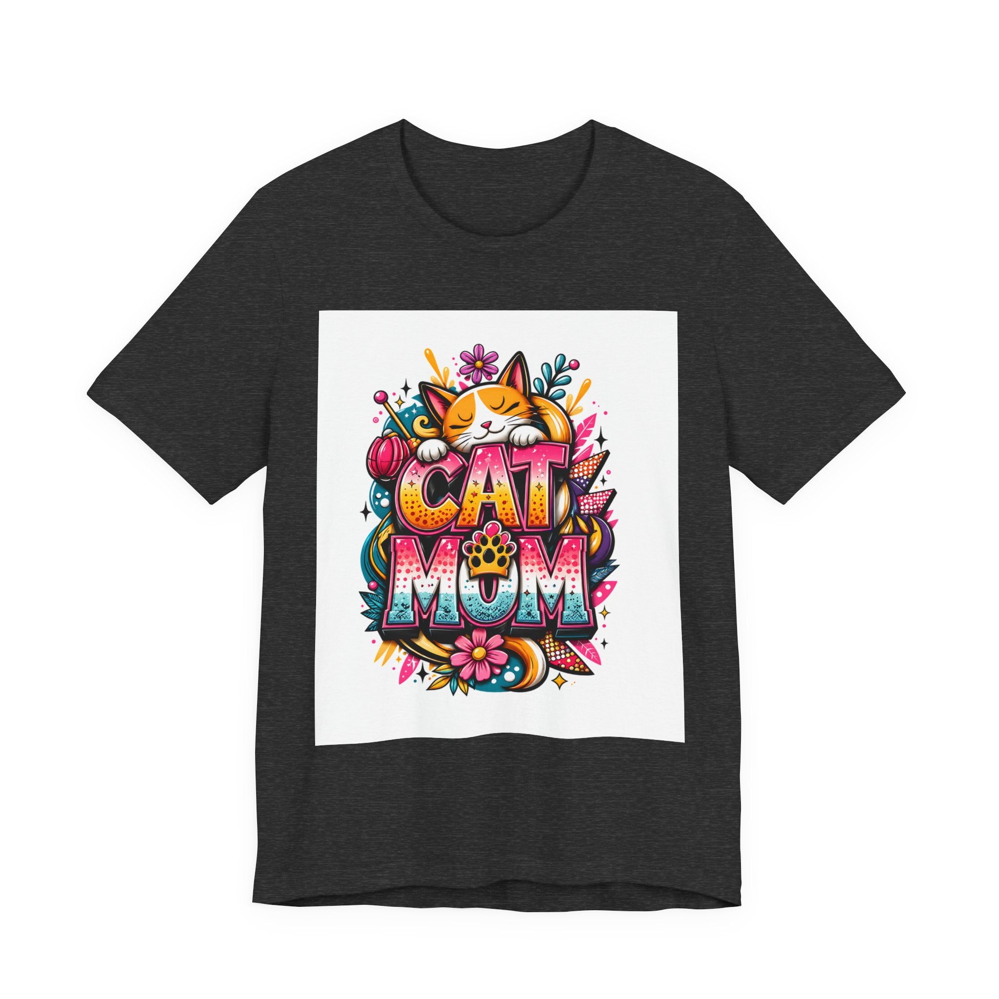 Cat Mom T-Shirt — Colorful Cute Cat Graphic Tee for Cat Lovers