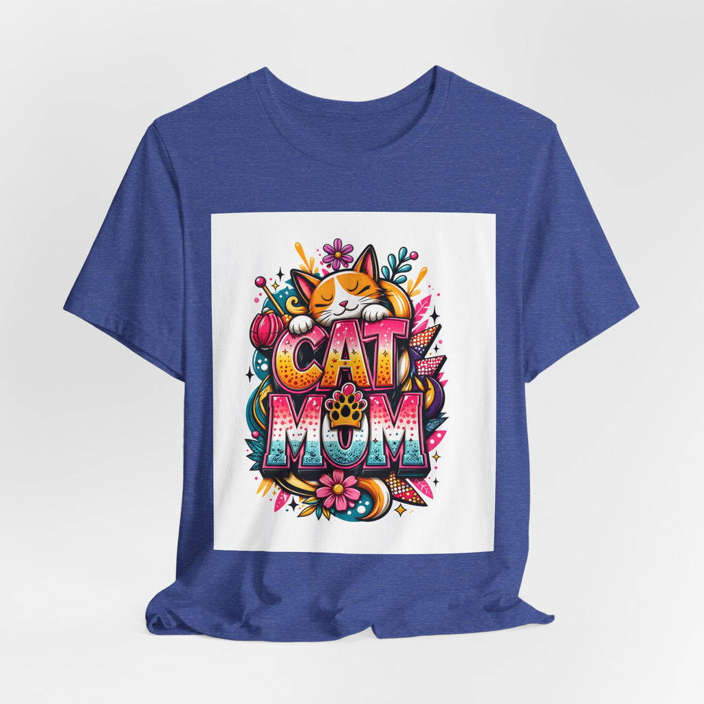 Cat Mom T-Shirt — Colorful Cute Cat Graphic Tee for Cat Lovers