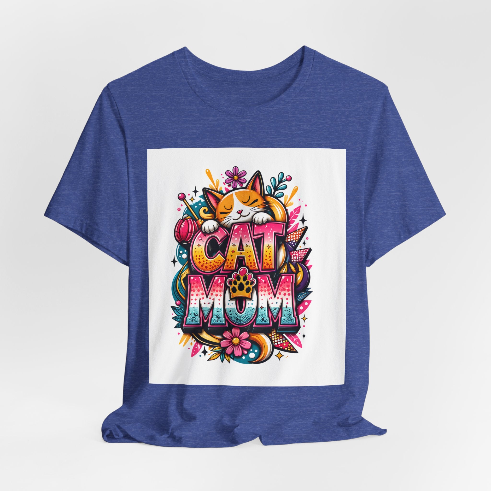 Cat Mom T-Shirt — Colorful Cute Cat Graphic Tee for Cat Lovers
