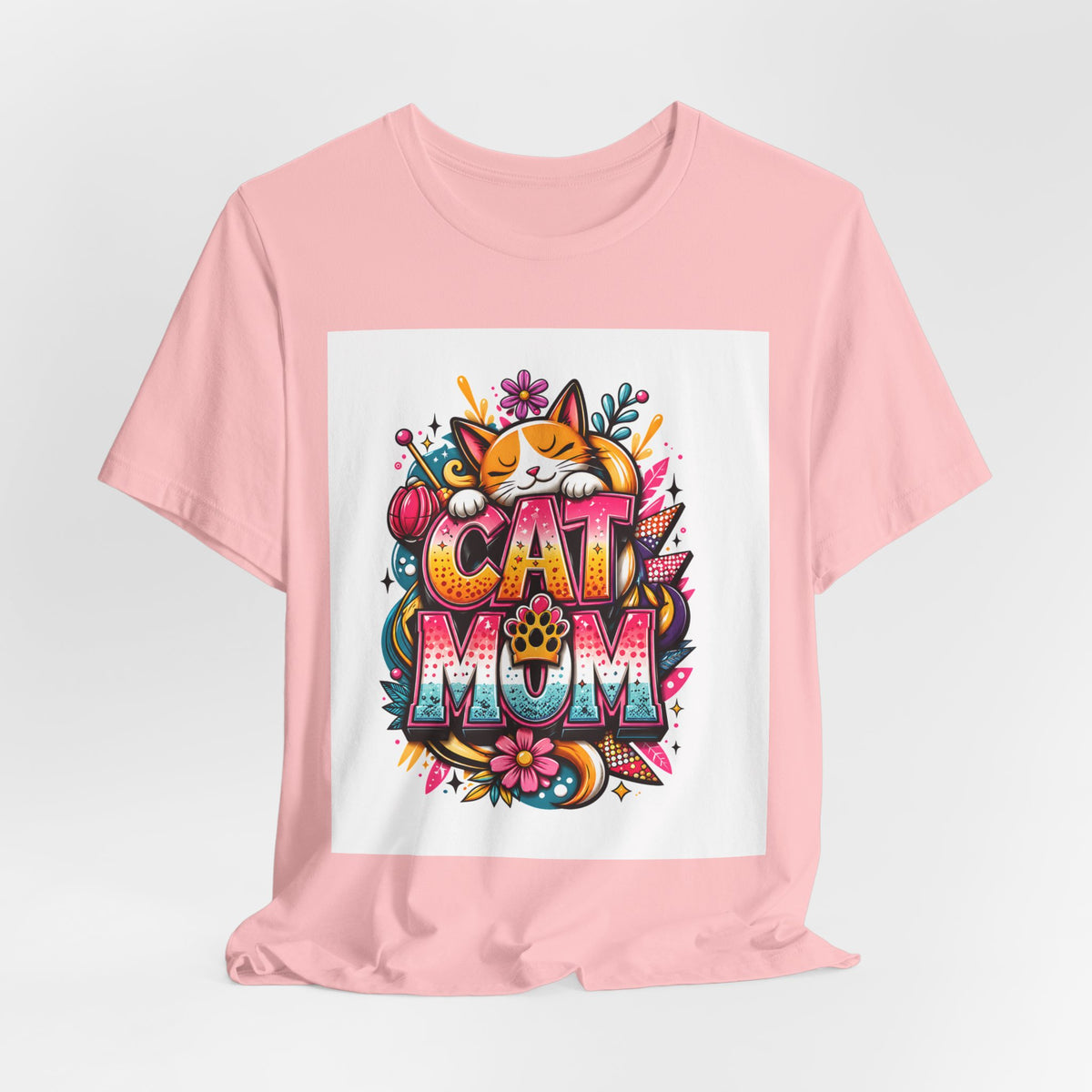 Cat Mom T-Shirt — Colorful Cute Cat Graphic Tee for Cat Lovers