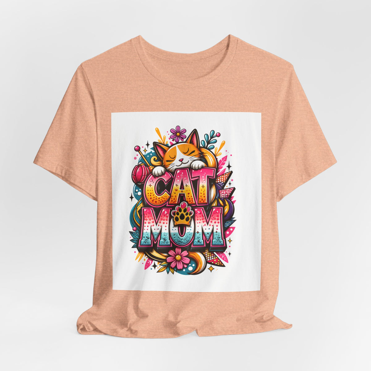 Cat Mom T-Shirt — Colorful Cute Cat Graphic Tee for Cat Lovers