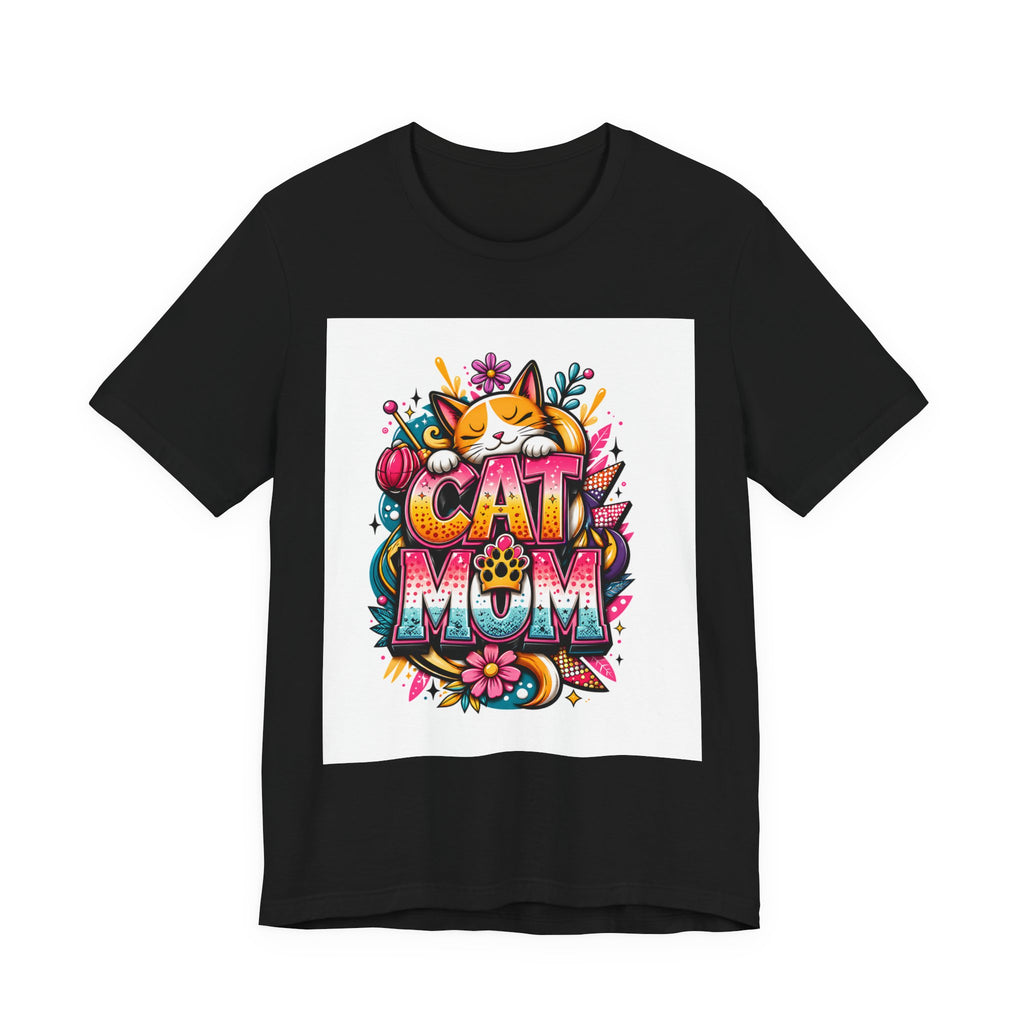 Cat Mom T-Shirt — Colorful Cute Cat Graphic Tee for Cat Lovers