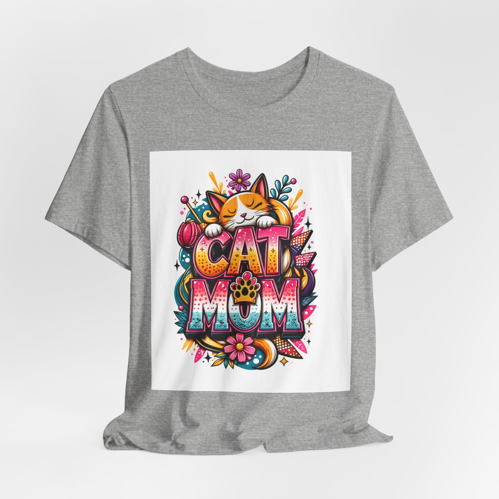 Cat Mom T-Shirt — Colorful Cute Cat Graphic Tee for Cat Lovers