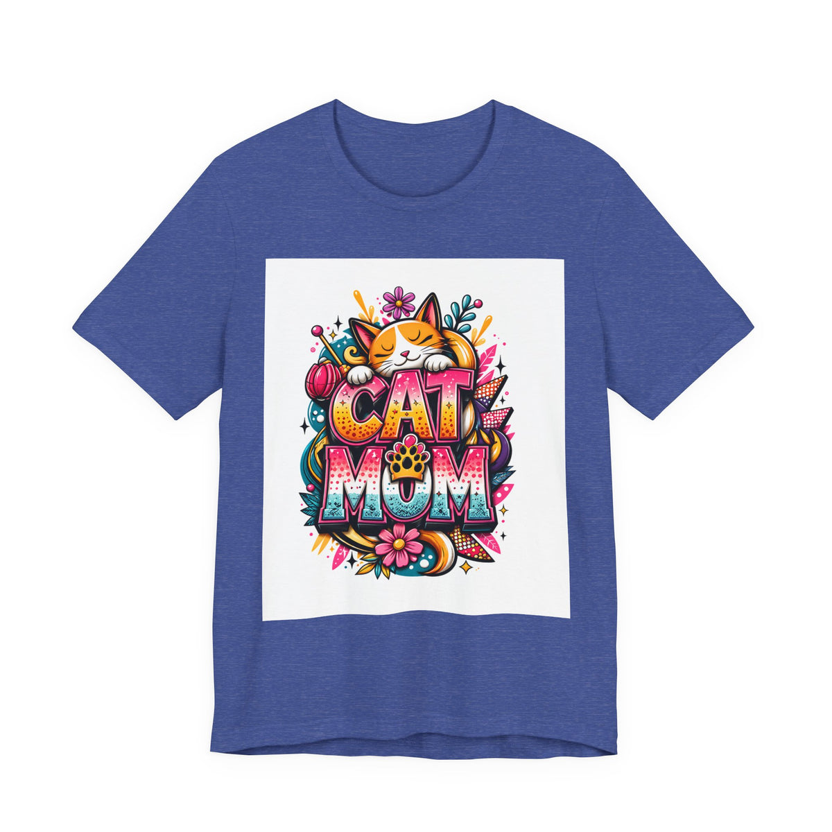 Cat Mom T-Shirt — Colorful Cute Cat Graphic Tee for Cat Lovers