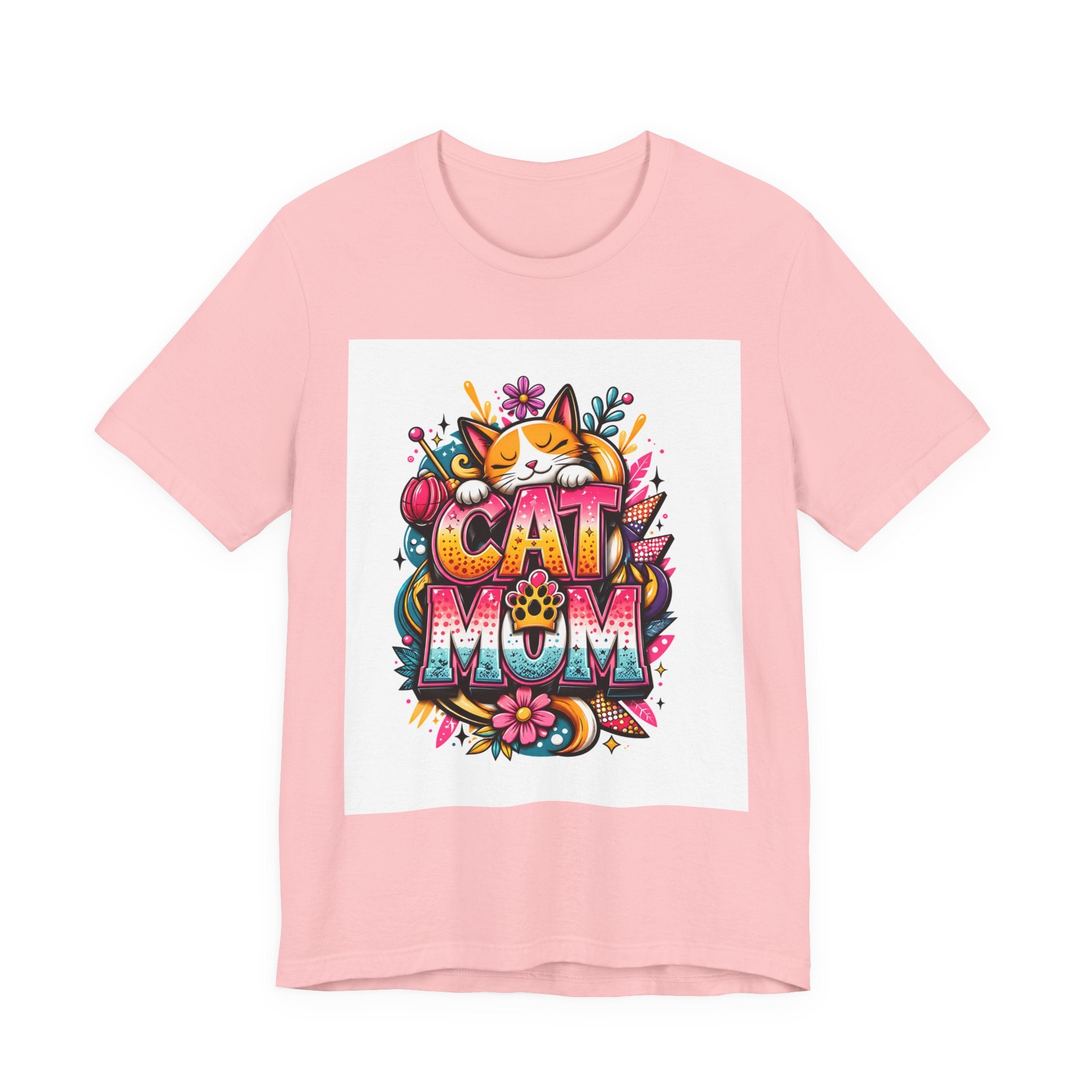 Cat Mom T-Shirt — Colorful Cute Cat Graphic Tee for Cat Lovers
