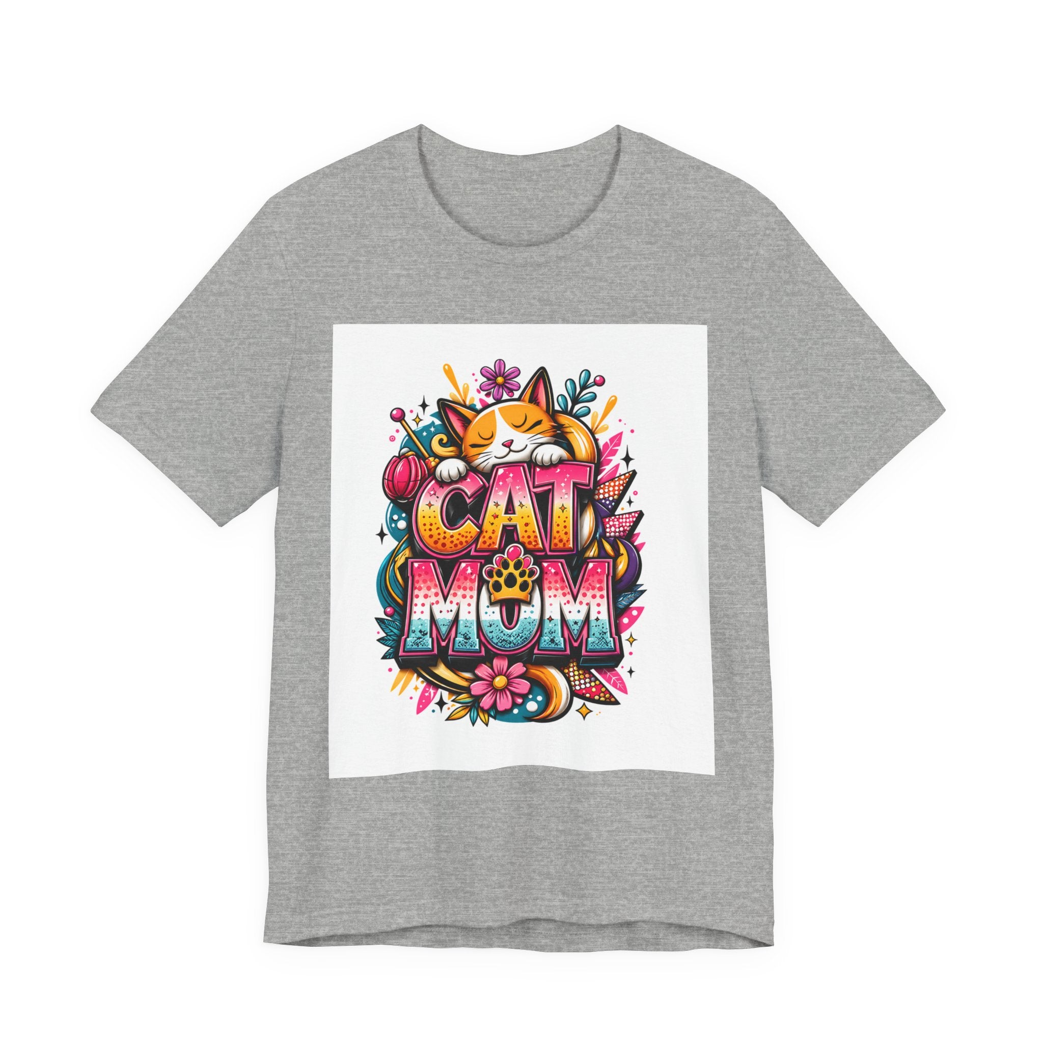 Cat Mom T-Shirt — Colorful Cute Cat Graphic Tee for Cat Lovers