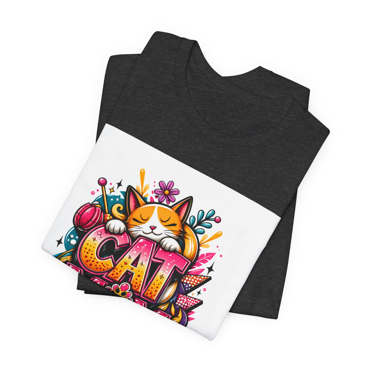 Cat Mom T-Shirt — Colorful Cute Cat Graphic Tee for Cat Lovers
