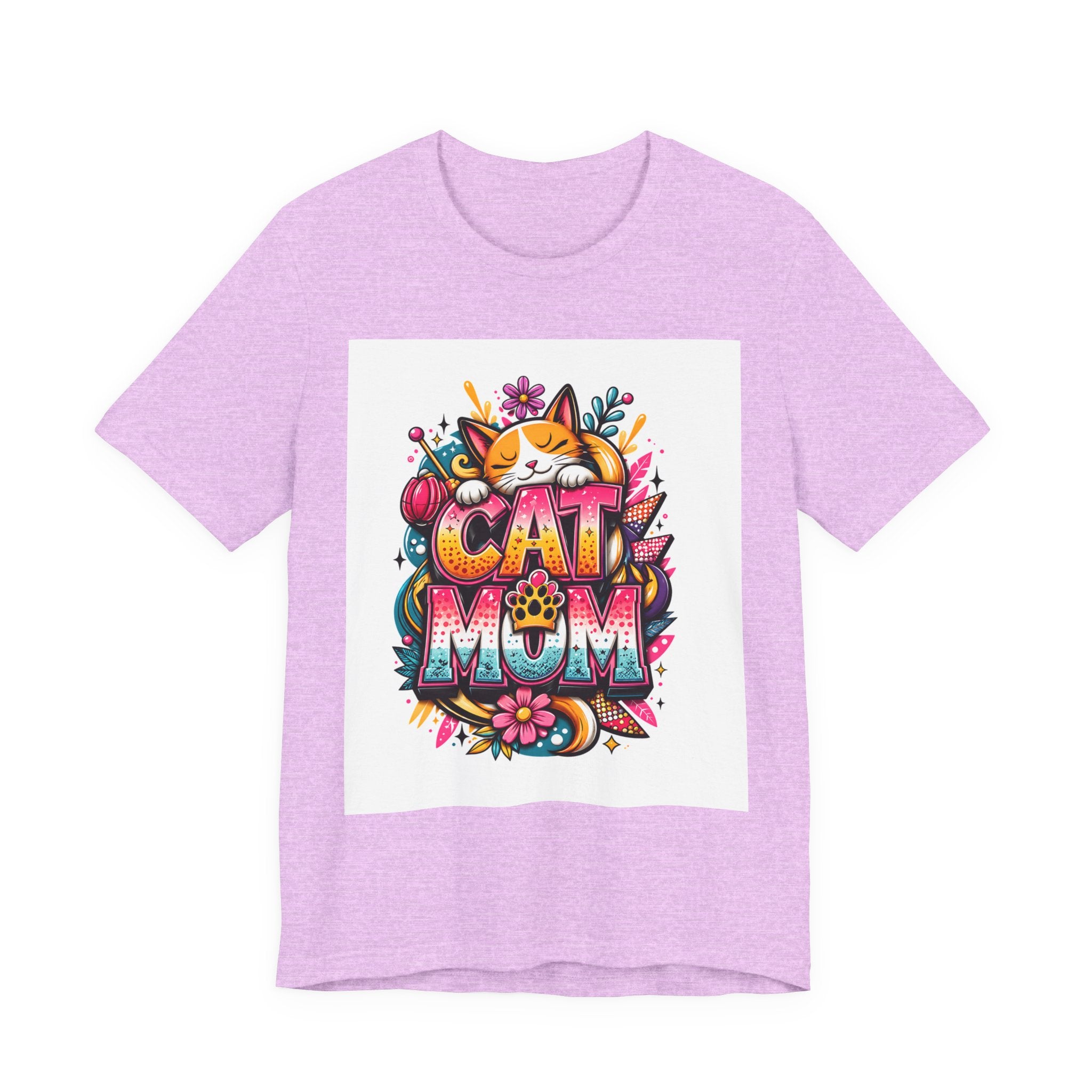 Cat Mom T-Shirt — Colorful Cute Cat Graphic Tee for Cat Lovers