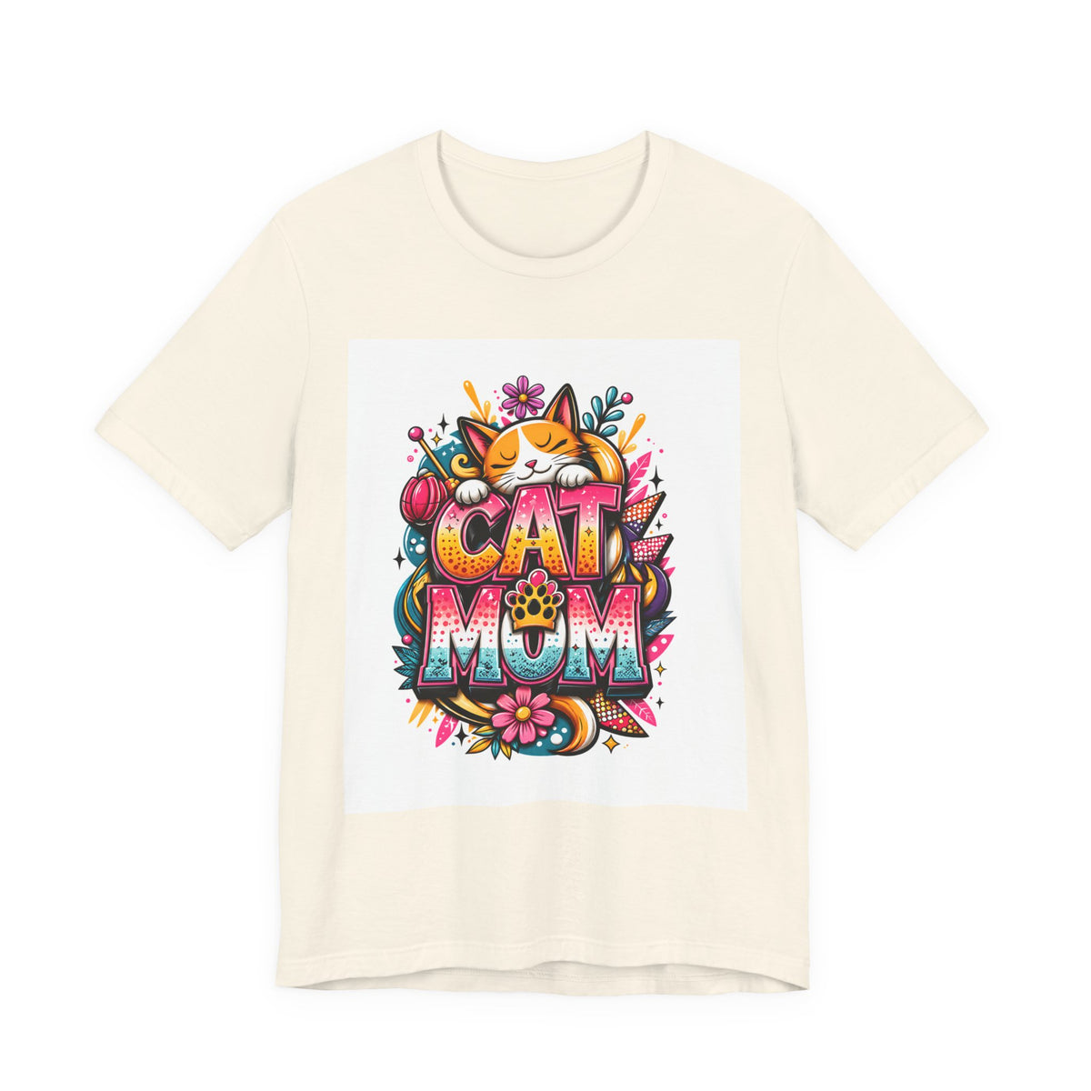 Cat Mom T-Shirt — Colorful Cute Cat Graphic Tee for Cat Lovers