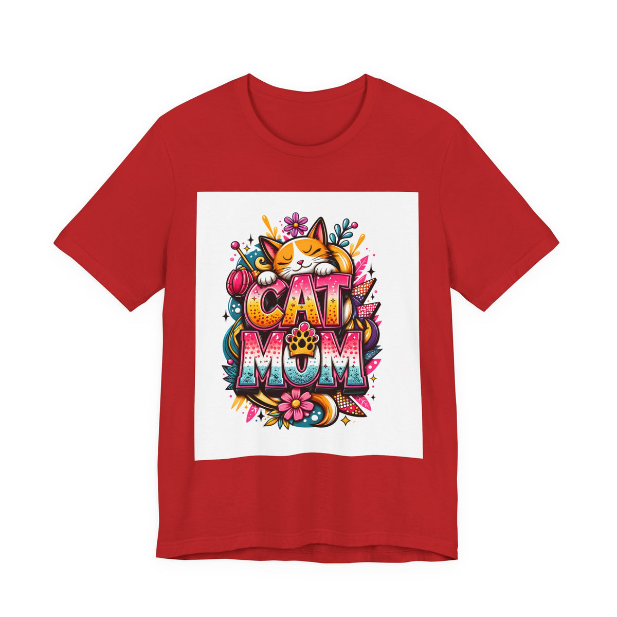 Cat Mom T-Shirt — Colorful Cute Cat Graphic Tee for Cat Lovers
