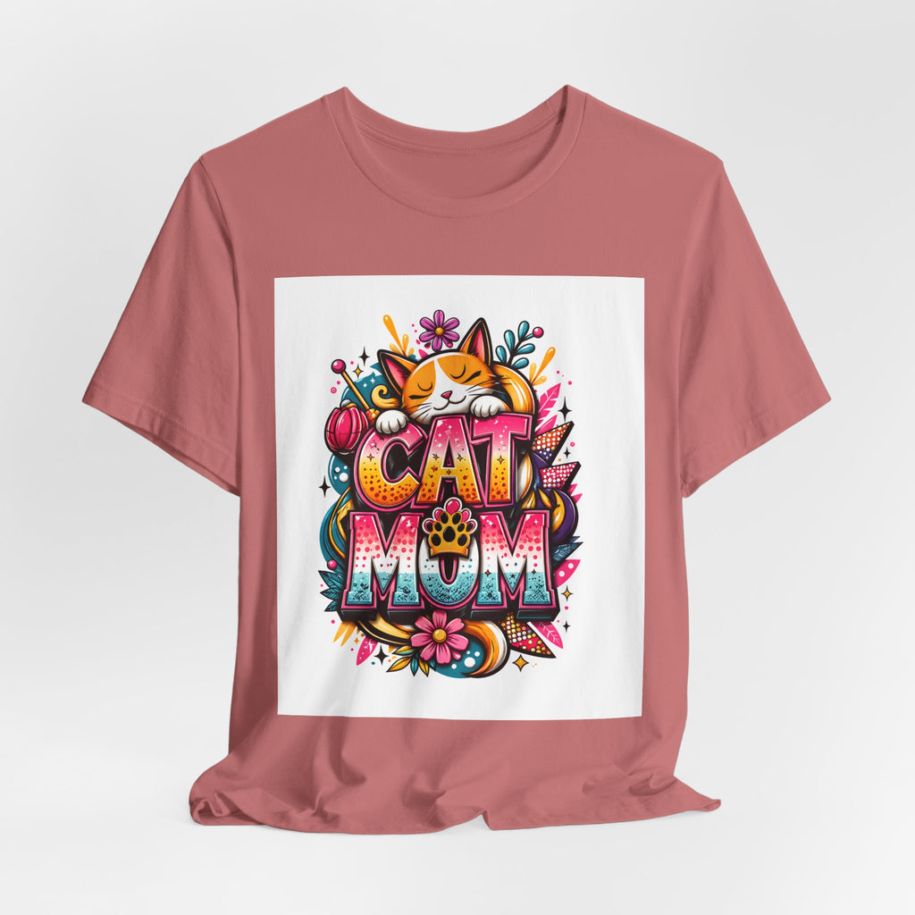 Cat Mom T-Shirt — Colorful Cute Cat Graphic Tee for Cat Lovers
