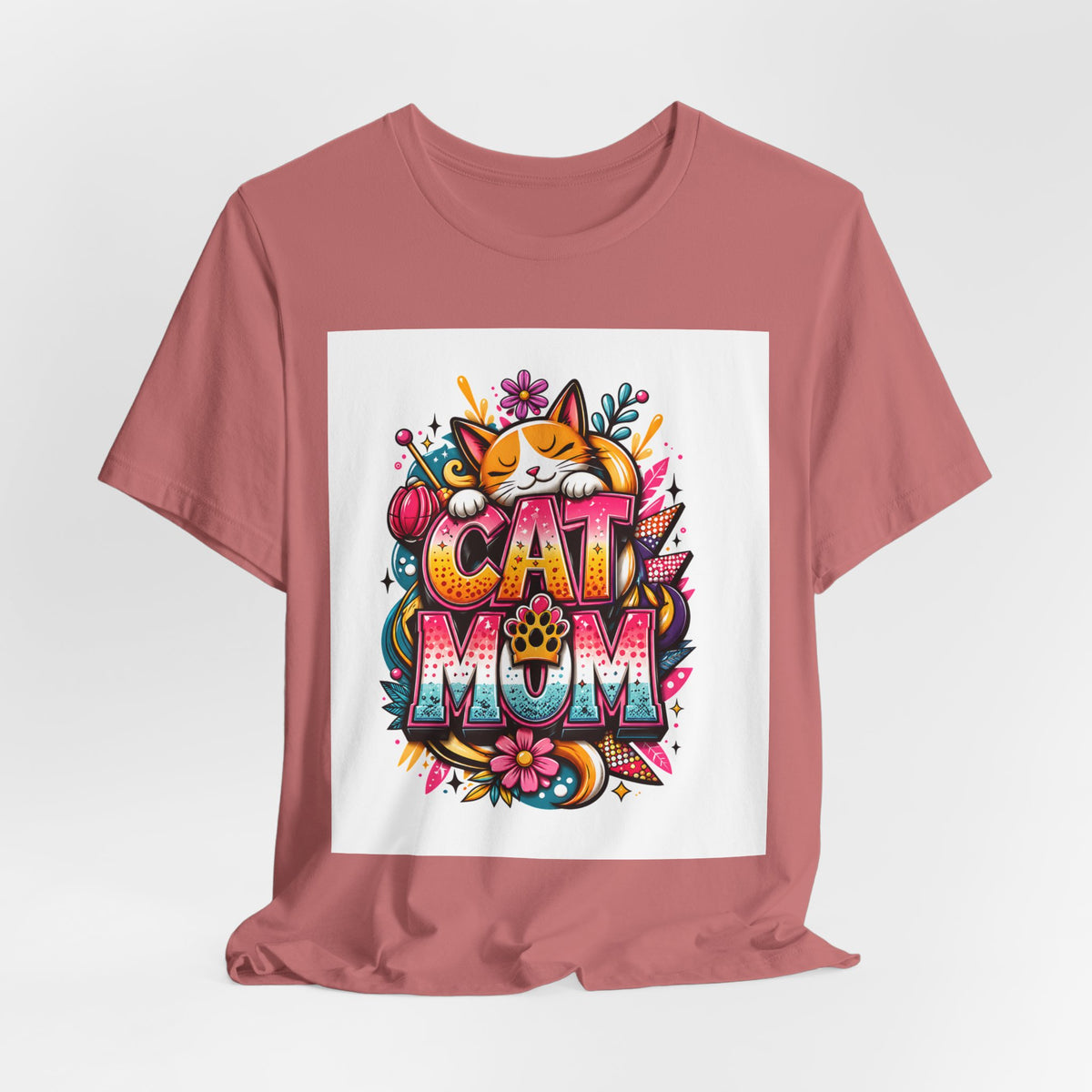 Cat Mom T-Shirt — Colorful Cute Cat Graphic Tee for Cat Lovers