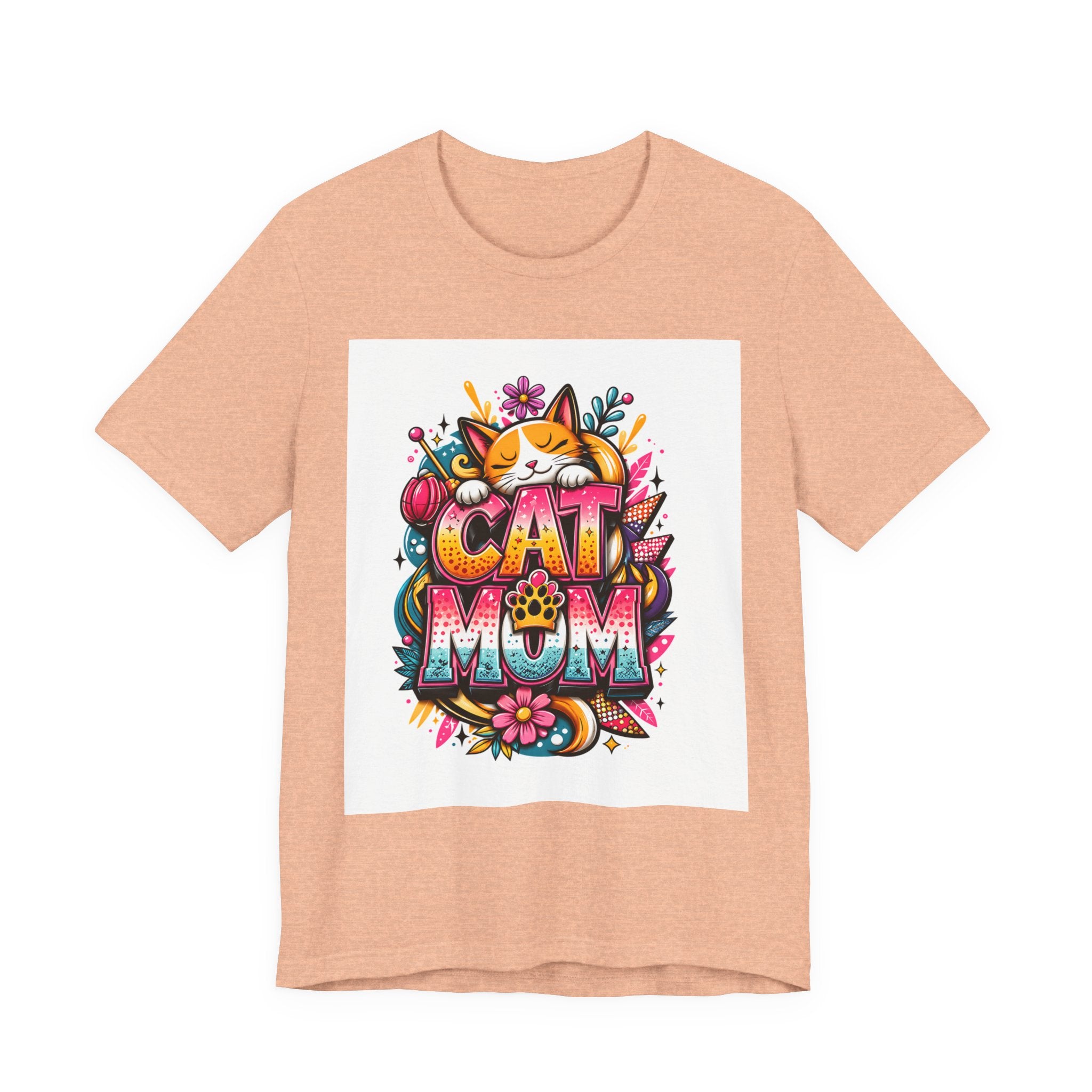 Cat Mom T-Shirt — Colorful Cute Cat Graphic Tee for Cat Lovers