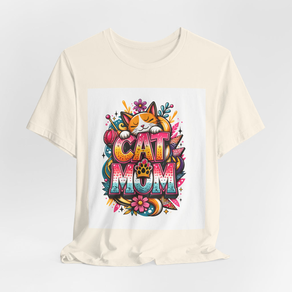 Cat Mom T-Shirt — Colorful Cute Cat Graphic Tee for Cat Lovers