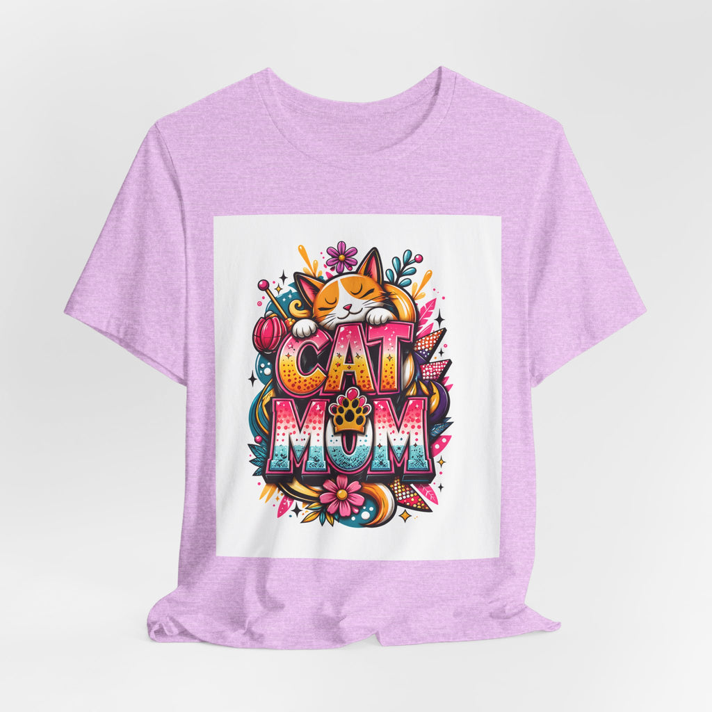 Cat Mom T-Shirt — Colorful Cute Cat Graphic Tee for Cat Lovers