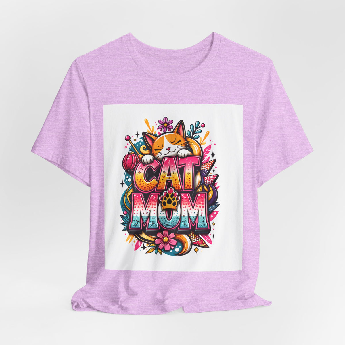Cat Mom T-Shirt — Colorful Cute Cat Graphic Tee for Cat Lovers
