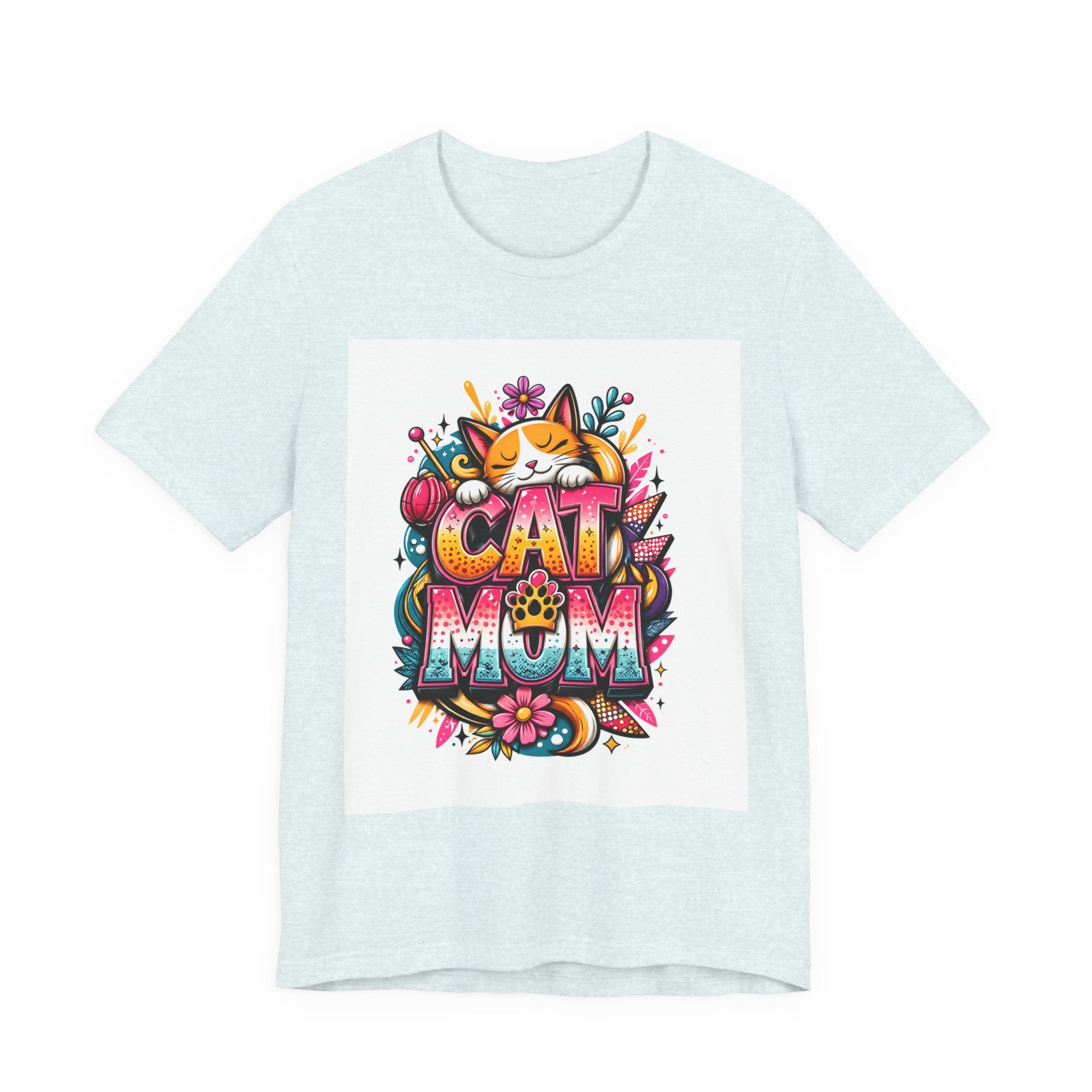 Cat Mom T-Shirt — Colorful Cute Cat Graphic Tee for Cat Lovers