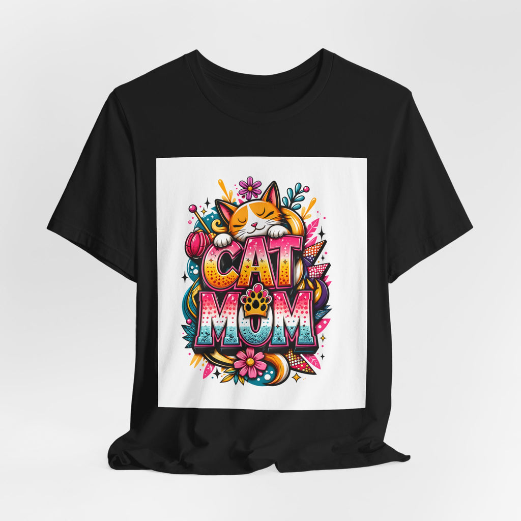 Cat Mom T-Shirt — Colorful Cute Cat Graphic Tee for Cat Lovers