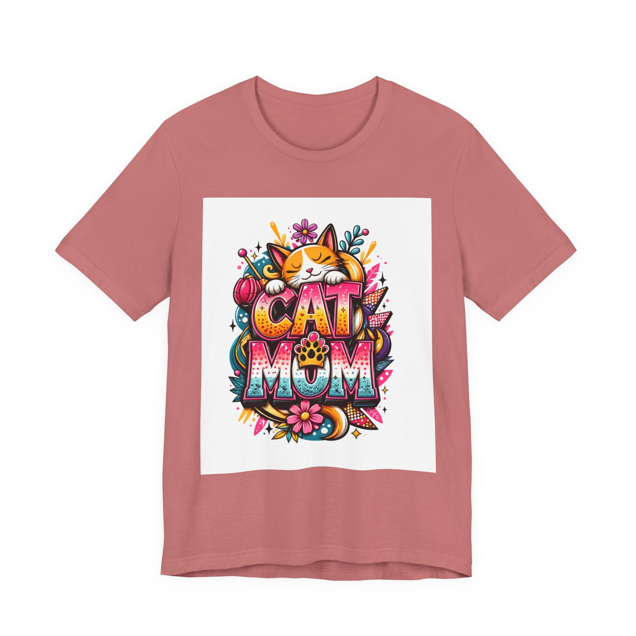 Cat Mom T-Shirt — Colorful Cute Cat Graphic Tee for Cat Lovers
