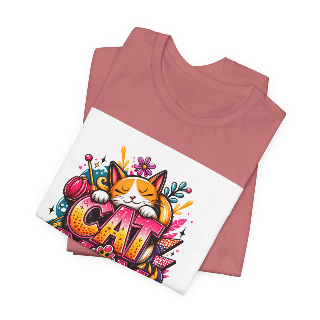 Cat Mom T-Shirt — Colorful Cute Cat Graphic Tee for Cat Lovers