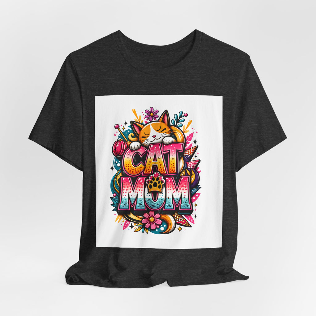 Cat Mom T-Shirt — Colorful Cute Cat Graphic Tee for Cat Lovers