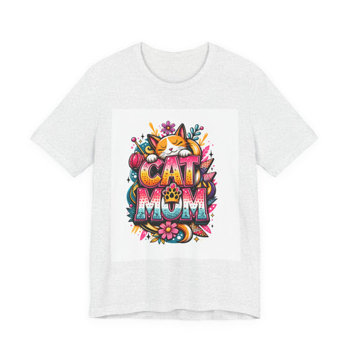 Cat Mom T-Shirt — Colorful Cute Cat Graphic Tee for Cat Lovers