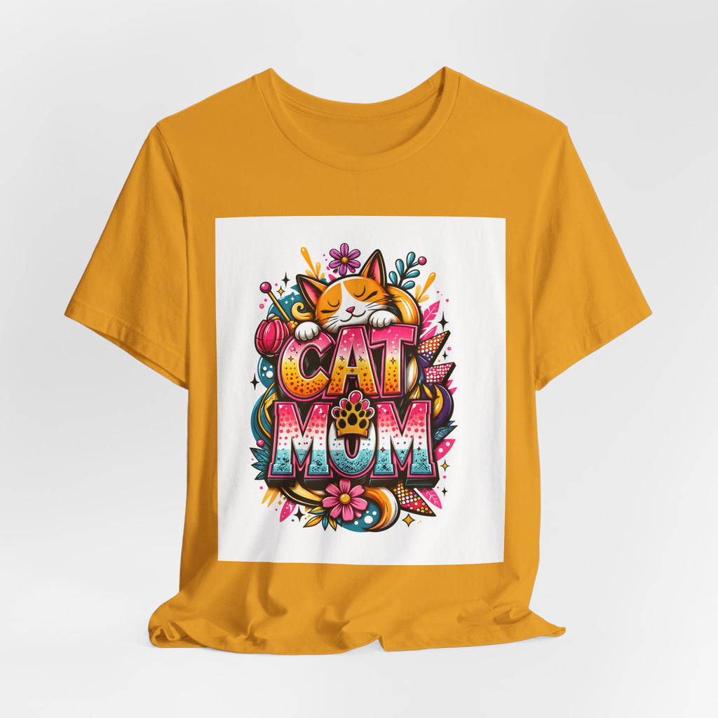 Cat Mom T-Shirt — Colorful Cute Cat Graphic Tee for Cat Lovers