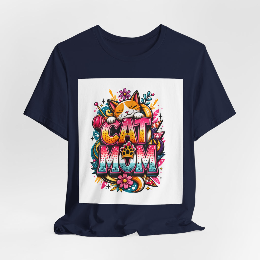 Cat Mom T-Shirt — Colorful Cute Cat Graphic Tee for Cat Lovers